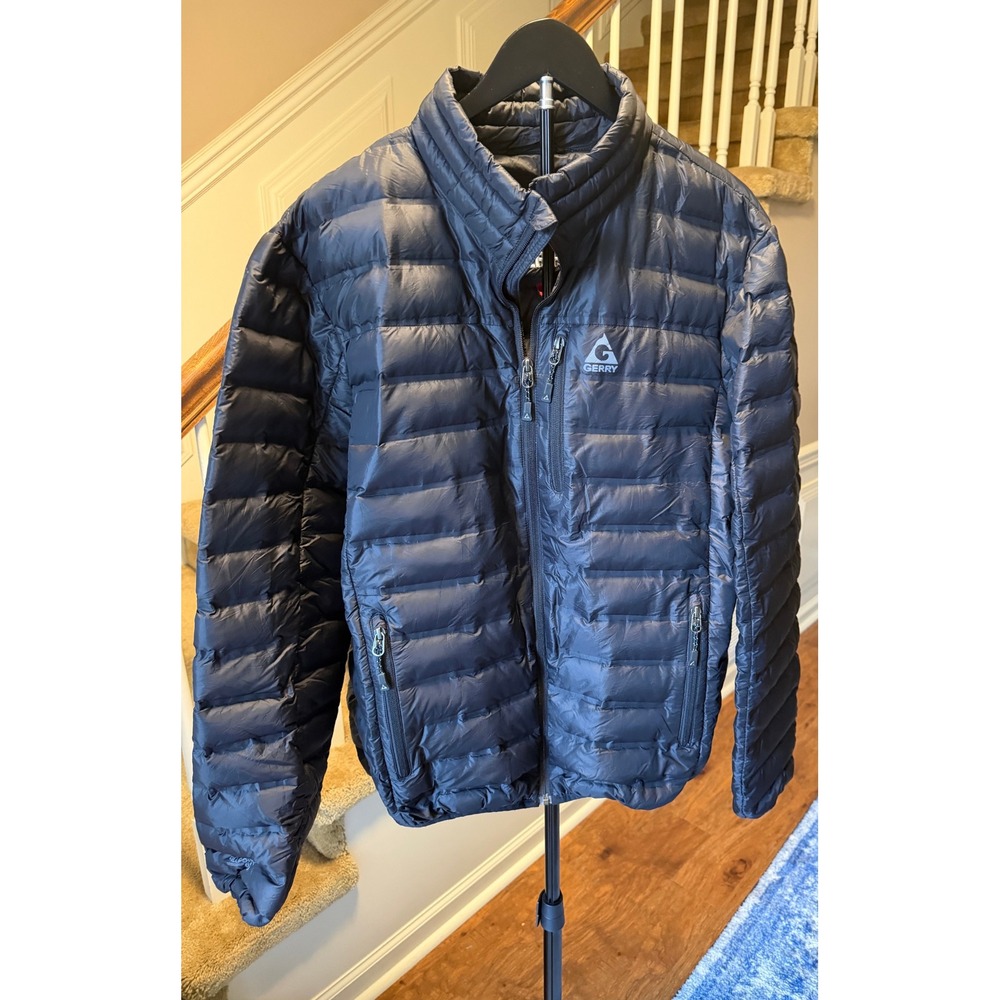 Gerry Mens XL Black Down Puffer Jacket Full Zip Quilted Outdoor Coat VG8355